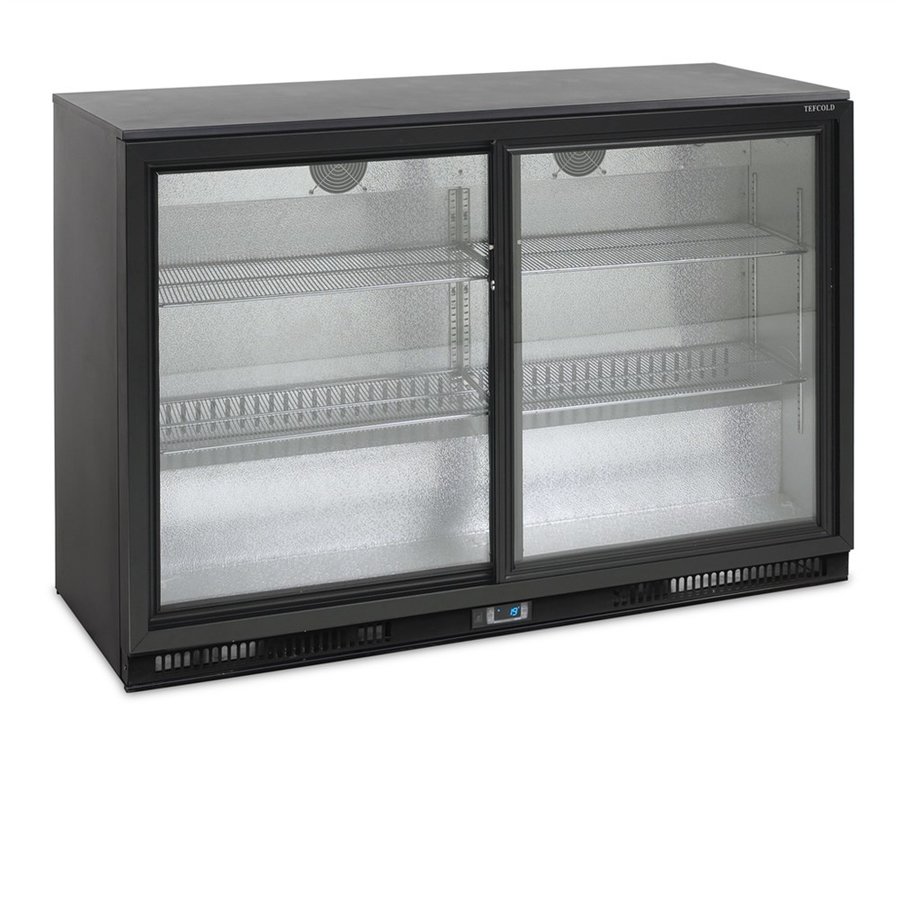 Barkühlschrank | Schwarz | 2 Glasschiebetüren | 328L
