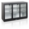 HorecaTraders Bar fridge | Black | 3 Glass Sliding Doors