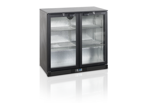 HorecaTraders Bar fridge | Black | 2 Glass Doors | Includes lock 