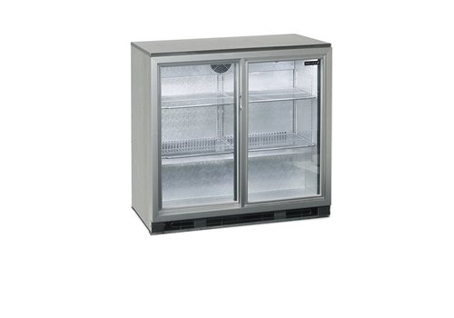  HorecaTraders Réfrigérateur bar | Chrome | 2 portes vitrées | Serrure incluse 