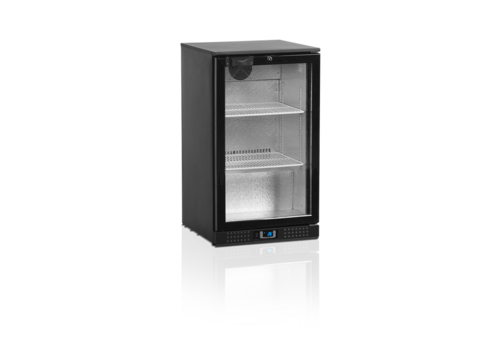  HorecaTraders Bar fridge | Black | Glass door | Includes lock | 100L 