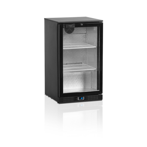  HorecaTraders Bar fridge | Black | Glass door | Includes lock | 100L 