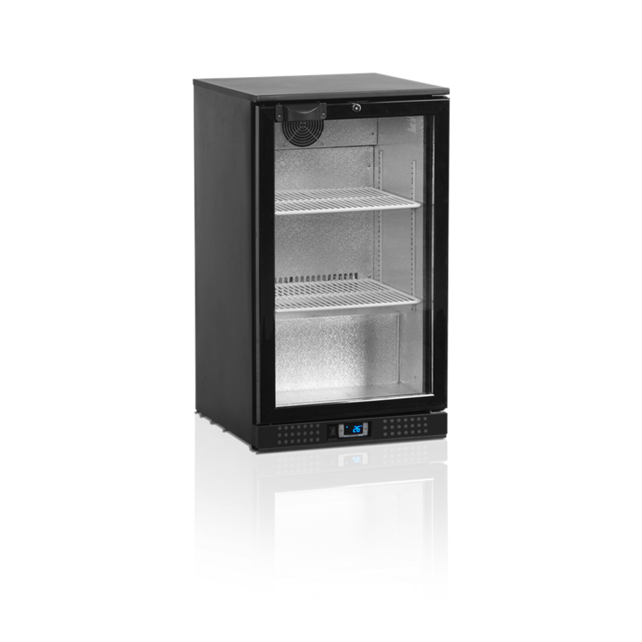 Bar fridge | Black | Glass door | Includes lock | 100L