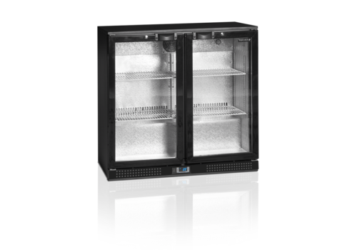  HorecaTraders Bar fridge | Black | 2 Glass doors | Includes lock 