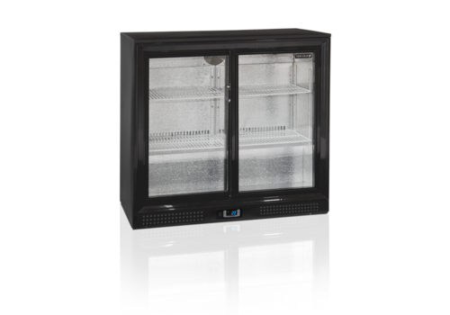  HorecaTraders Bar fridge | Black | 2 Glass doors | Includes lock 