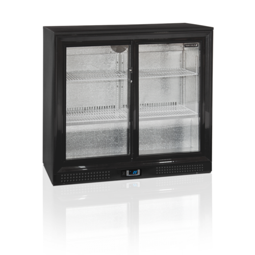  HorecaTraders Réfrigérateur bar | Noir | 2 portes vitrées | Serrure incluse 