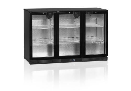  HorecaTraders Bar fridge | Black | 3 doors | Including Lock 