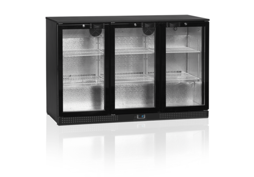  HorecaTraders Réfrigérateur bar | Noir | 3 portes | Serrure incluse 
