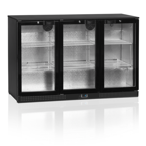  HorecaTraders Bar fridge | Black | 3 doors | Including Lock 