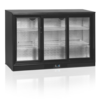 HorecaTraders Bar cooling | Black | 3 Glass Doors | 136 x 52 x 87 cm