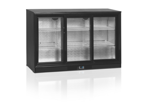  HorecaTraders Bar cooling | Black | 3 Glass Doors | 136 x 52 x 87 cm 