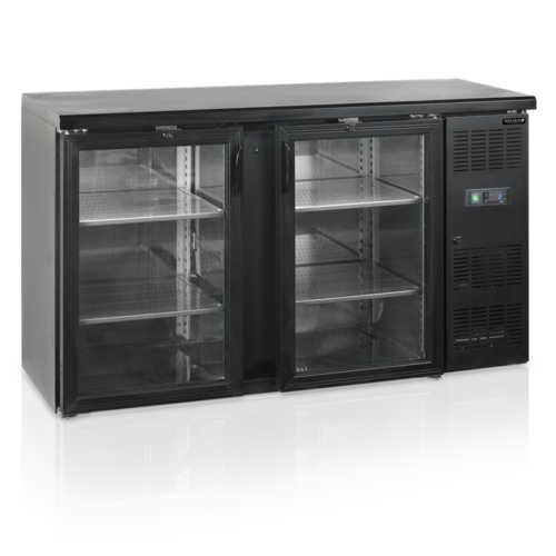  HorecaTraders Bar cooling | Black | 2 Glass doors | 146.3 x 51.3 x 86 cm 