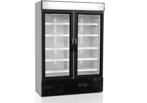  HorecaTraders Display Cooler | 2 Glass doors | Black | 137x70x199cm 