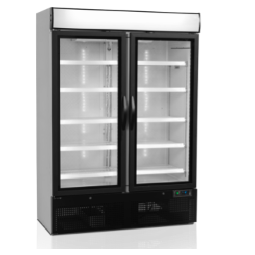  HorecaTraders Display Cooler | 2 Glass doors | Black | 137x70x199cm 