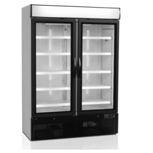  HorecaTraders Display cooler | 2 Glass doors | Black | 137 x 70 x 199 cm 