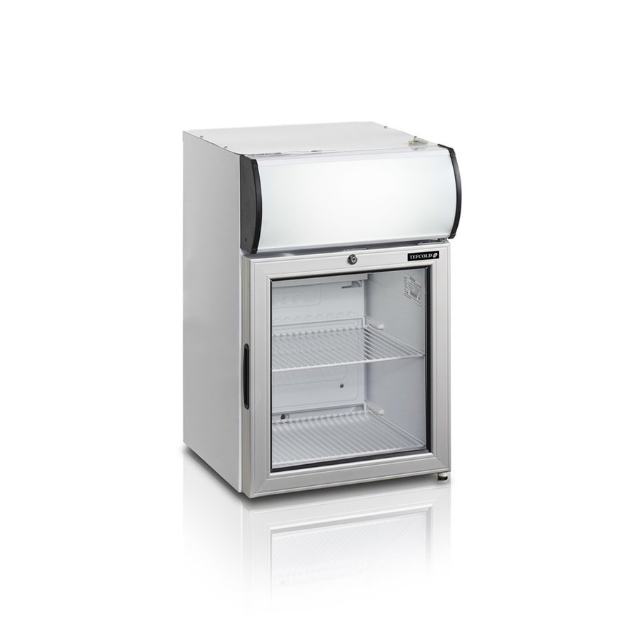 Réfrigérateur d'exposition | Porte à charnière en verre | Blanc | 45 litres