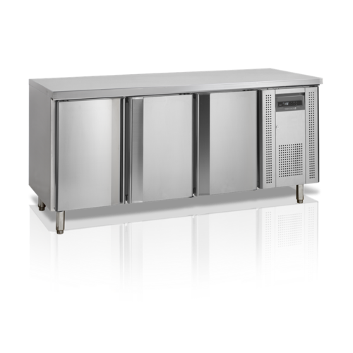  HorecaTraders Stainless Steel Refrigerated Workbench | Without rear wall | 3-door | 180x70x88cm 