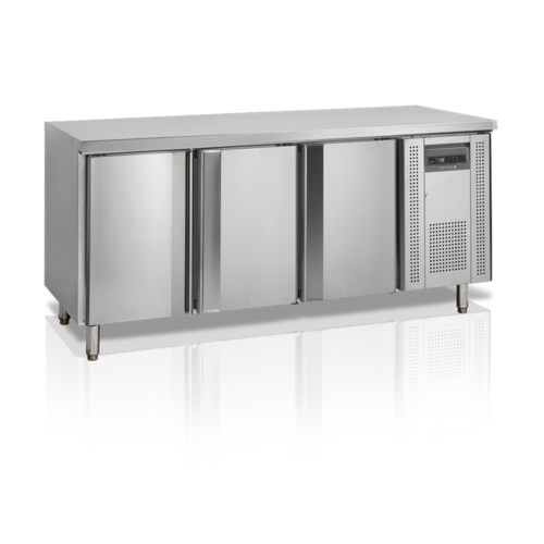  HorecaTraders Stainless steel refrigerated workbench | Without back wall | 3-doors | 180 x 70 x 88 cm 