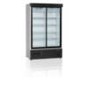 HorecaTraders Display refrigerator | 2 Glass sliding doors | Black | 120x74x199cm