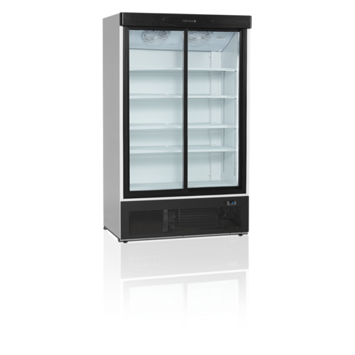  HorecaTraders Display refrigerator | 2 glass sliding doors | Black | 120 x 74 x 199 cm 