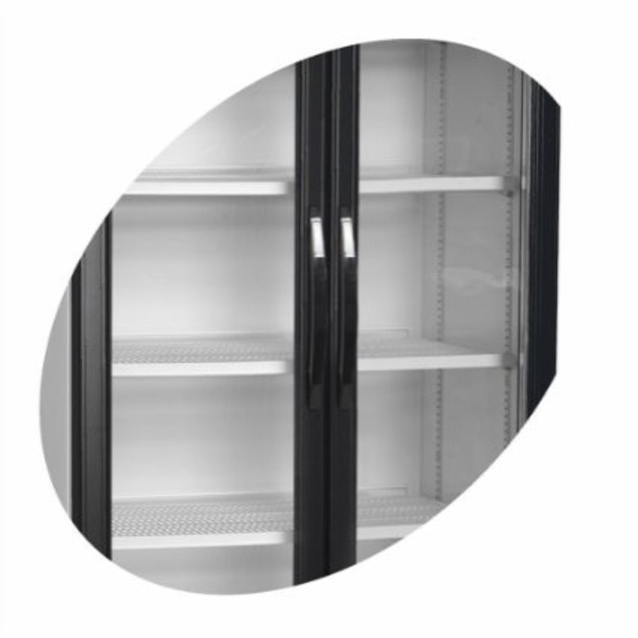 Displaykühler | 2 Glastüren | Schwarz | 89 x 74 x 199 cm