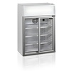 HorecaTraders Display refrigerator | White | Glass Sliding Doors | LED | 65.5 x 39 x 93 cm