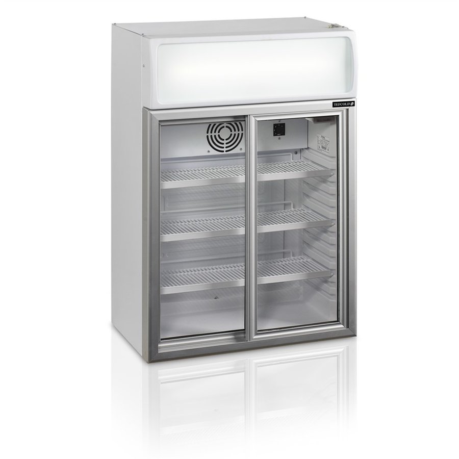 Display refrigerator | White | Glass Sliding Doors | LED | 65.5 x 39 x 93 cm