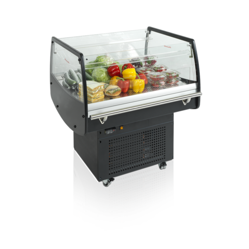  HorecaTraders Impulse Cooler | Black | Open top | Glass sides | 90x85x97cm 