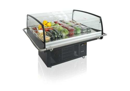  HorecaTraders Impulse Cooler | Black | Open Top | Glass sides | 125x120x97cm 