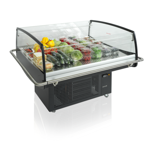  HorecaTraders Impulse Cooler | Black | Open Top | Glass sides | 125x120x97cm 