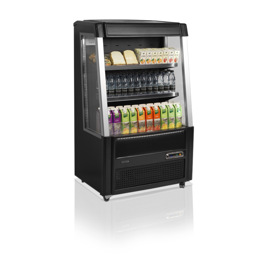 Open Front Cooler | Black | Low | 2 to 8 °C | 91.5 x 64 x 154 cm