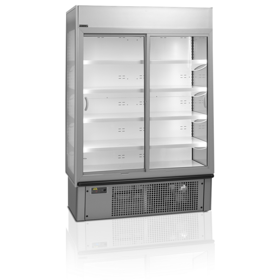 Multideck-Kühlschrank | Weiß | Schiebetüren und Schloss | 0 bis 8 °C | 1335 x 737 x 1987 mm