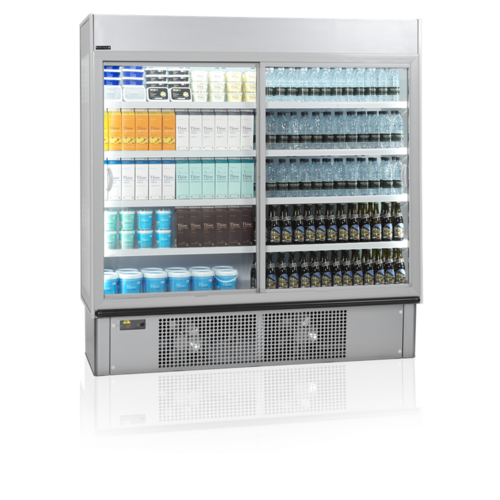  HorecaTraders Multideck Cooler | White | Sliding doors and lock | 0 to 8°C | 1885 x 737 x 1987mm 