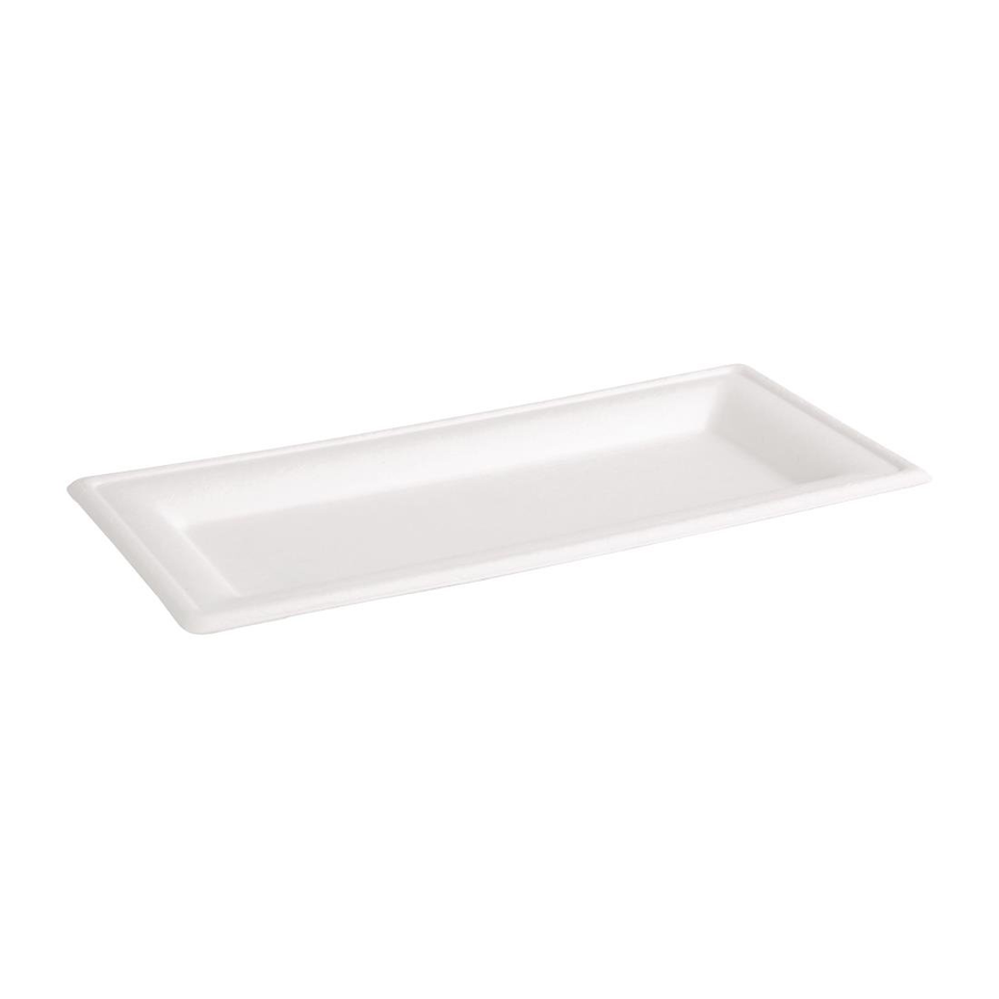 Assiettes en bagasse | Compostable | Rectangulaire | 258 mm | (50 pièces)