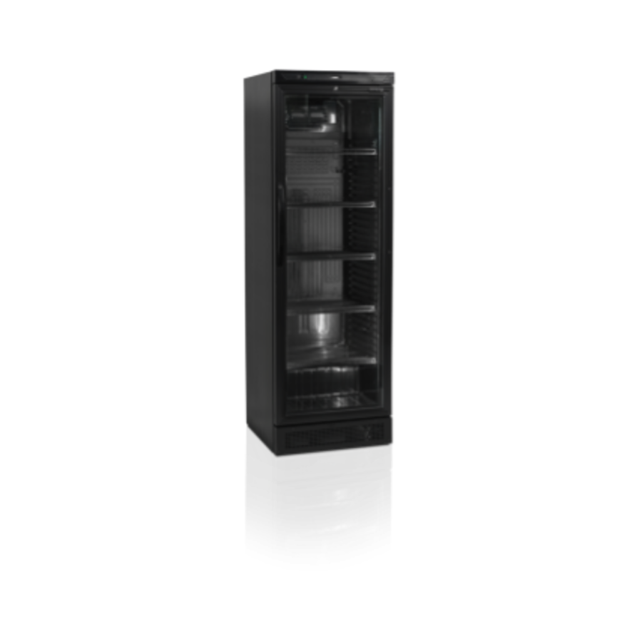Refroidisseur de bouteilles | Noir | Porte battante en verre | 595 x 640 x 1840 mm