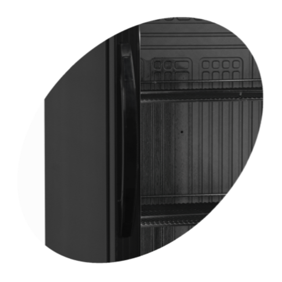 Bottle Fridge | Black | Glass Hinged Door | 595 x 640 x 1840mm