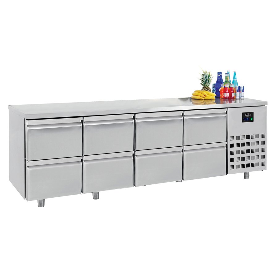 Refrigerated workbench | 8 Drawers | Forced | 233x700x850 cm