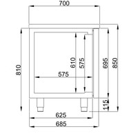 Refrigerated workbench | 8 Drawers | Forced | 233x700x850 cm