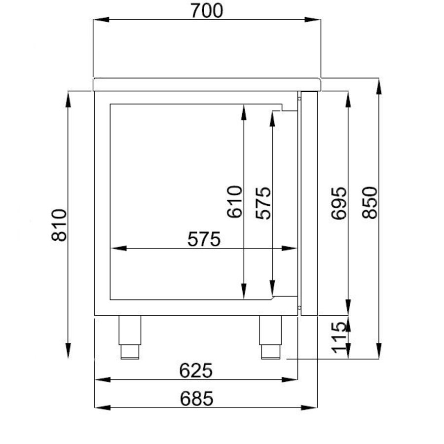 Refrigerated workbench | 8 Drawers | Forced | 233x700x850 cm