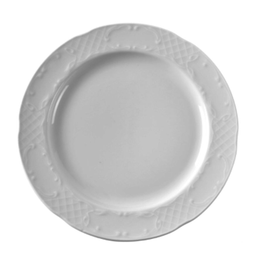 Assiette plate en porcelaine d'hôtel Blanche | (12 pièces)