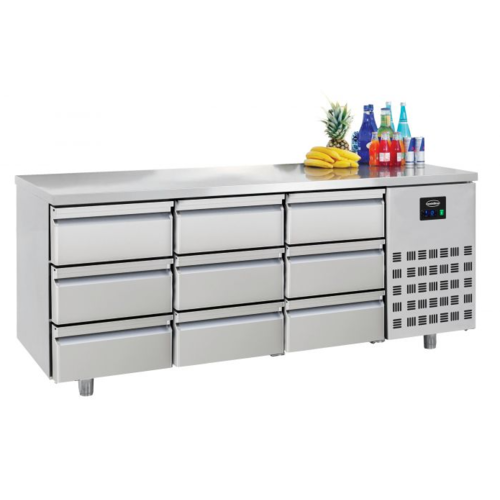  HorecaTraders Stainless Steel Refrigerated Workbench | 9 Loading | Forced Cooling 