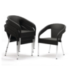 HorecaTraders Black Chairs | Polyrattan | Indoor/Outdoor | Charcoal (4 pieces)