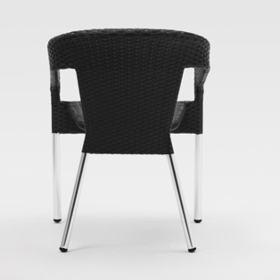 Chaises noires | Poly rotin | Intérieur/Extérieur | Charbon de bois (4 pièces)