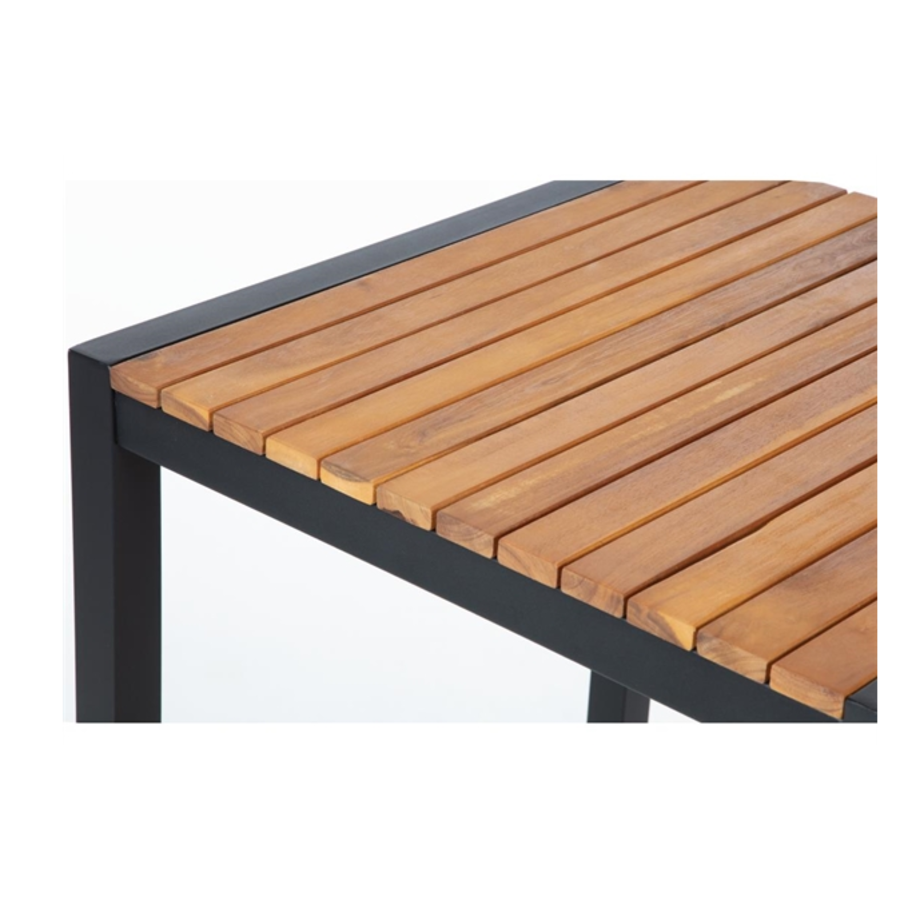 Table de bar carrée en acier et bois d'acacia