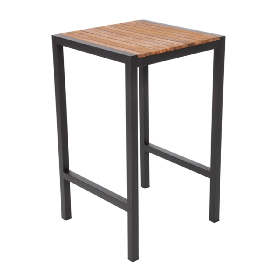 Square Steel and Acacia Wood Bar Table