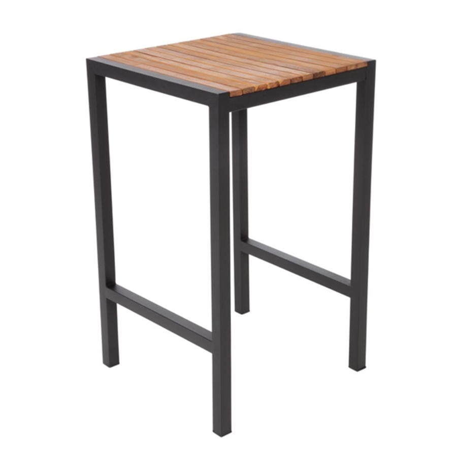 Table de bar carrée en acier et bois d'acacia