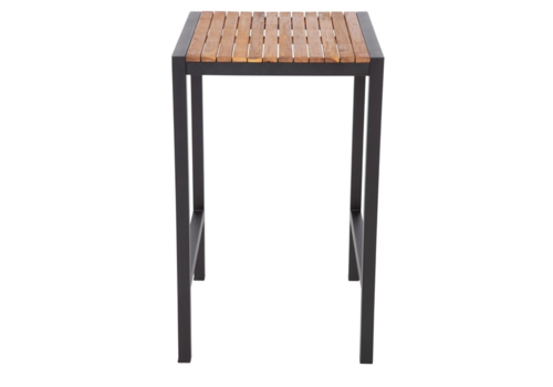  Bolero Table de bar carrée en acier et bois d'acacia 