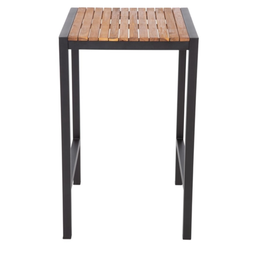  Bolero Table de bar carrée en acier et bois d'acacia 