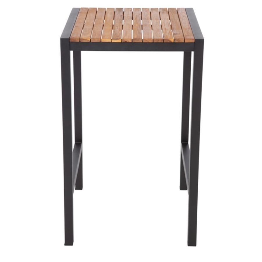 Table de bar carrée en acier et bois d'acacia