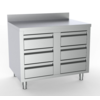 HorecaTraders Stainless Steel Work Table with Splash Edge | 6 drawers | 100 x 70 x 85 cm